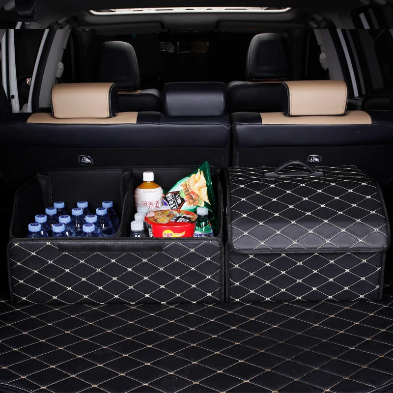Large Quilted Car Trunk Organizer – Black