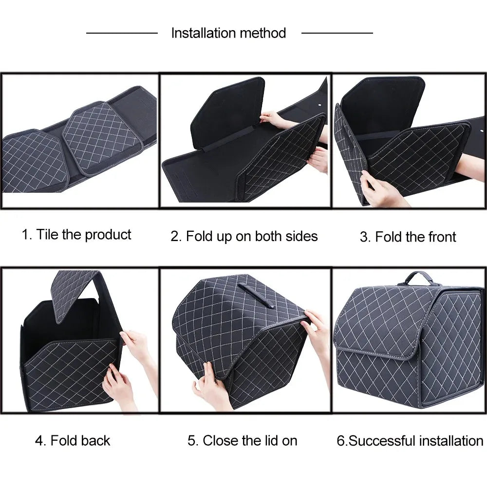 Large Quilted Car Trunk Organizer – Black