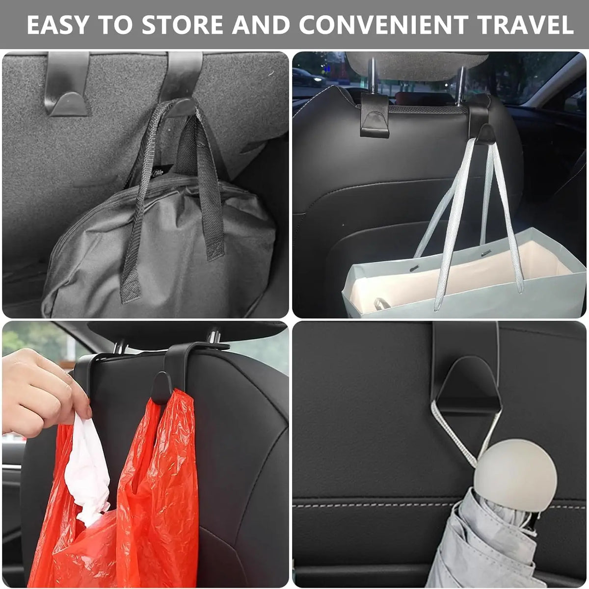 4-Pack Car Headrest Hooks