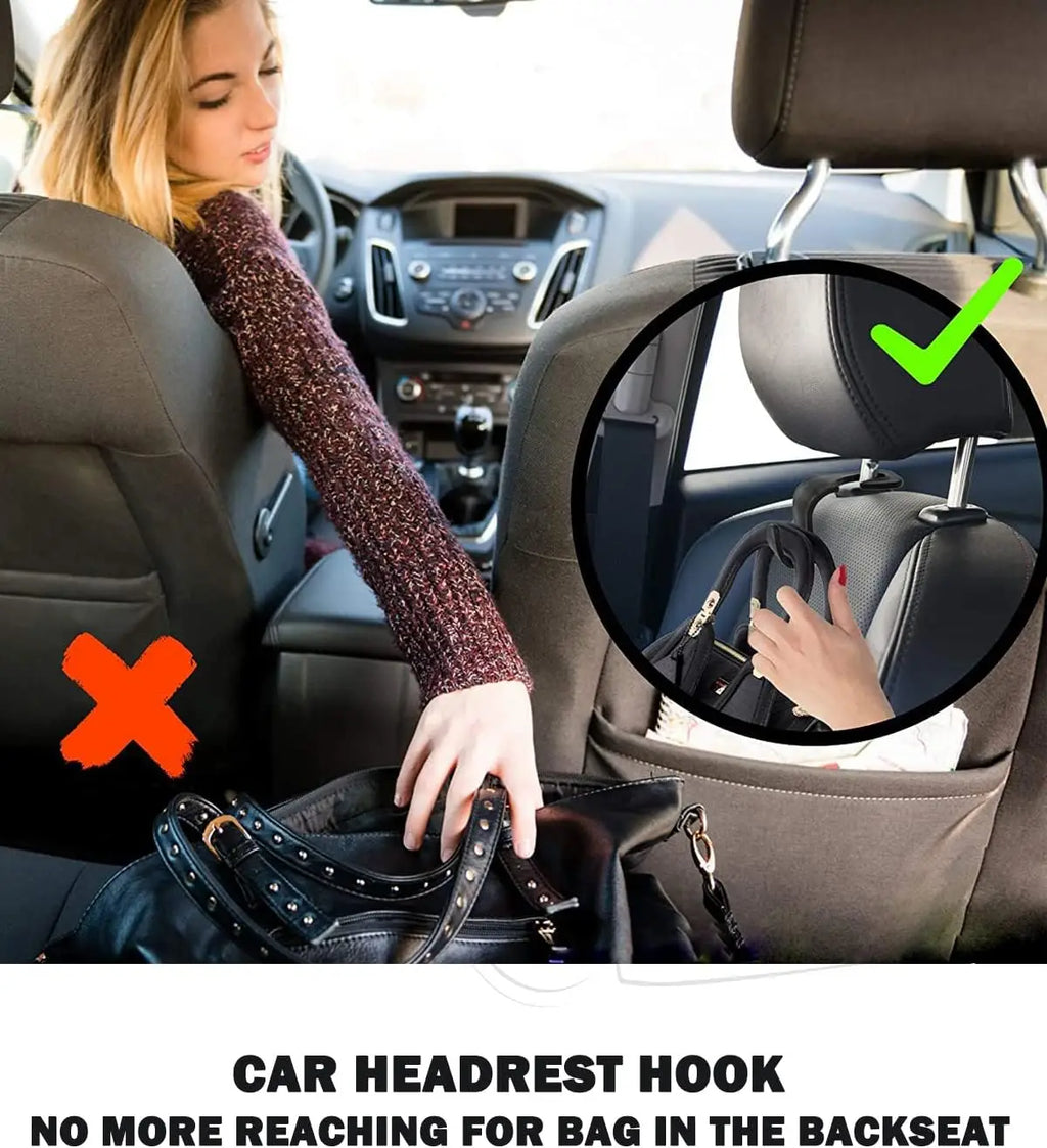 4-Pack Car Headrest Hooks