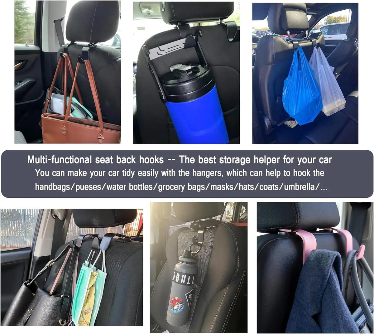 4-Pack Car Headrest Hooks