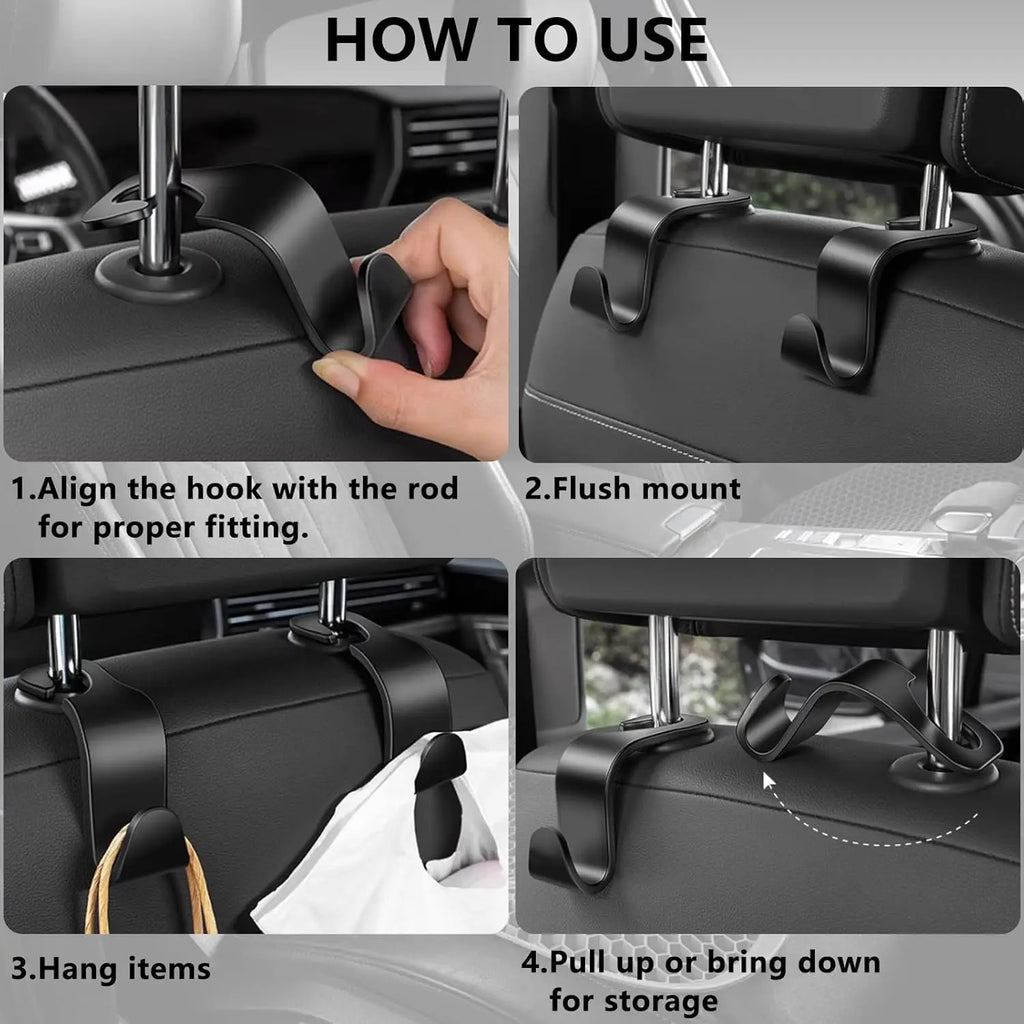 4-Pack Car Headrest Hooks
