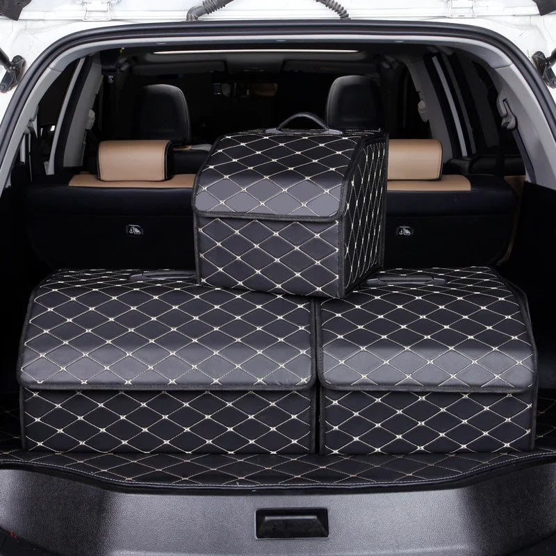 Large Quilted Car Trunk Organizer – Black