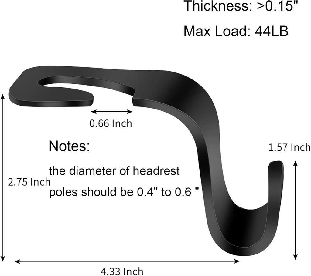4-Pack Car Headrest Hooks